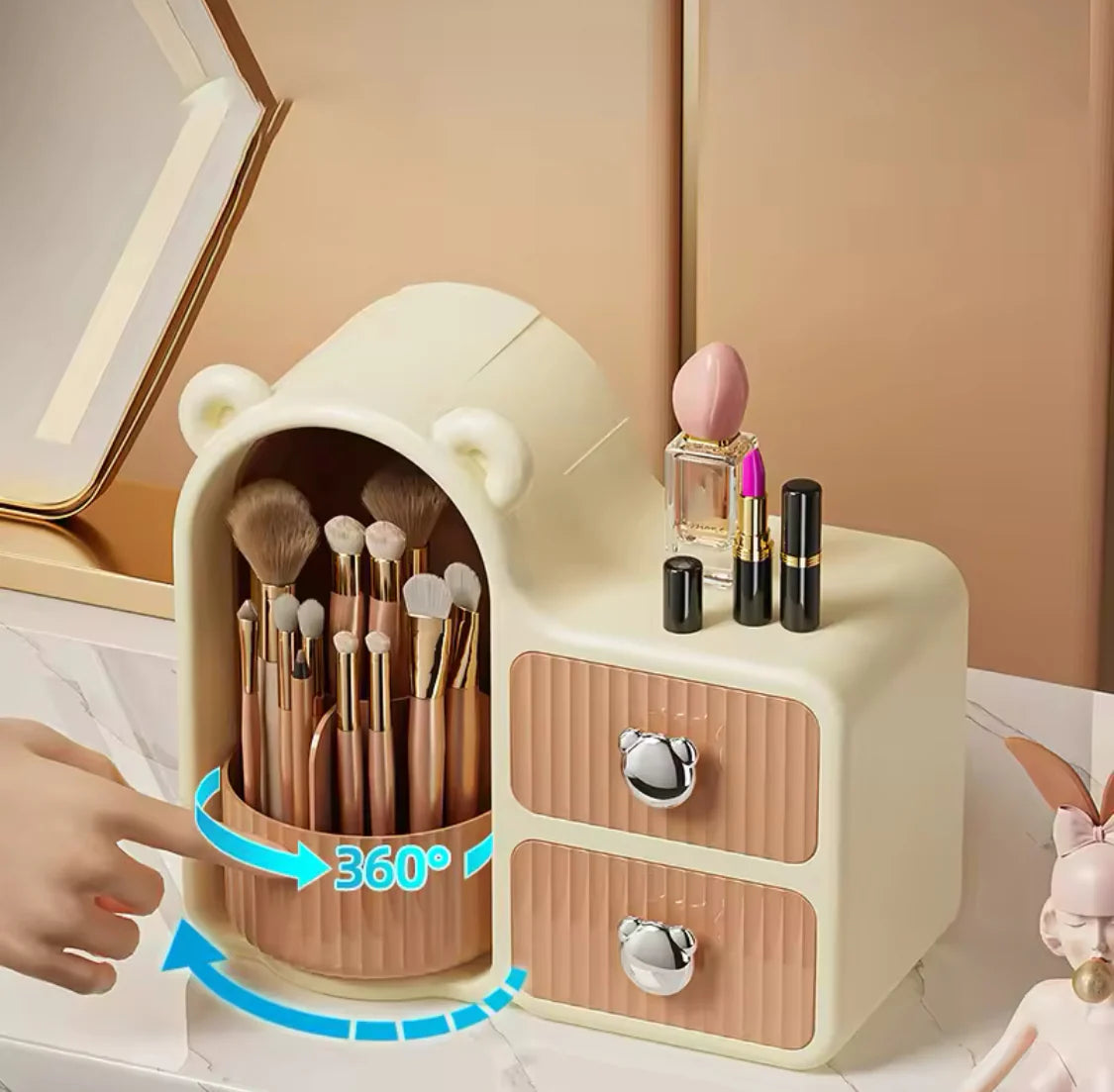 Rotating Bear Cosmetics Storage Organizer
