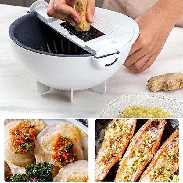 Rotary Vegetable Cutter, 9 in 1 Basket