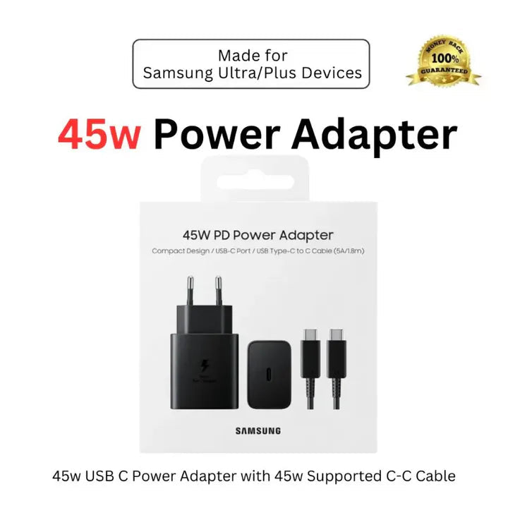 Samsung 45w Super Fast Charger With With Free C to C Cable